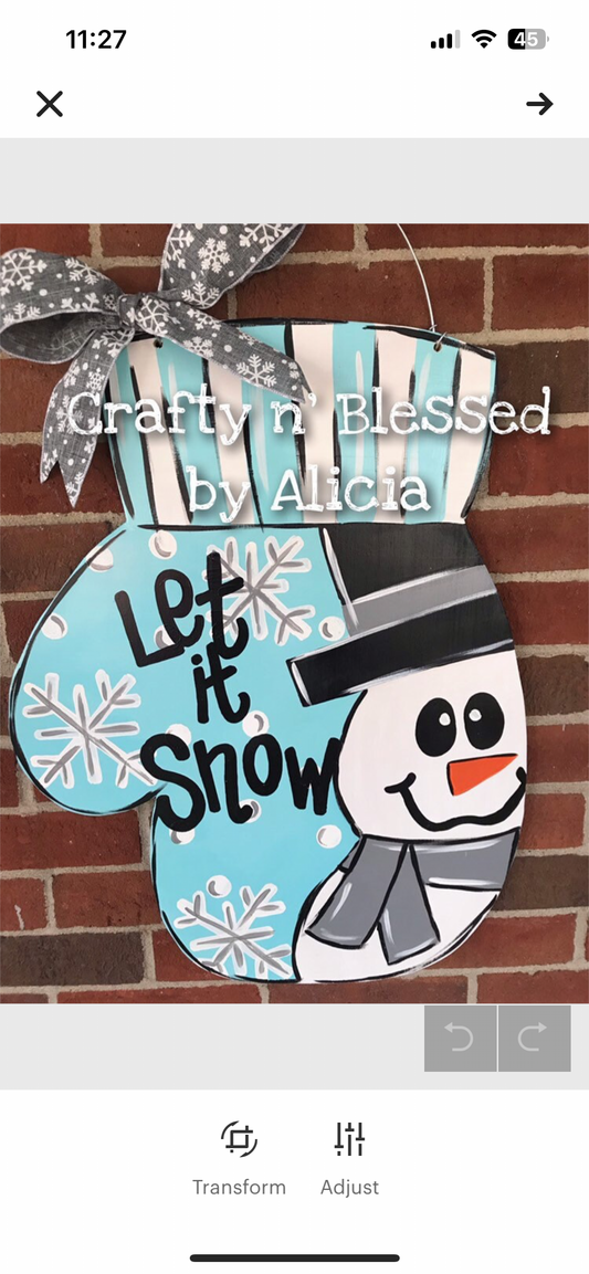 Snowman Mitten Custom Door Hanger
