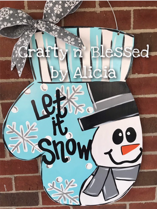 Snowman Mitten Custom Door Hanger
