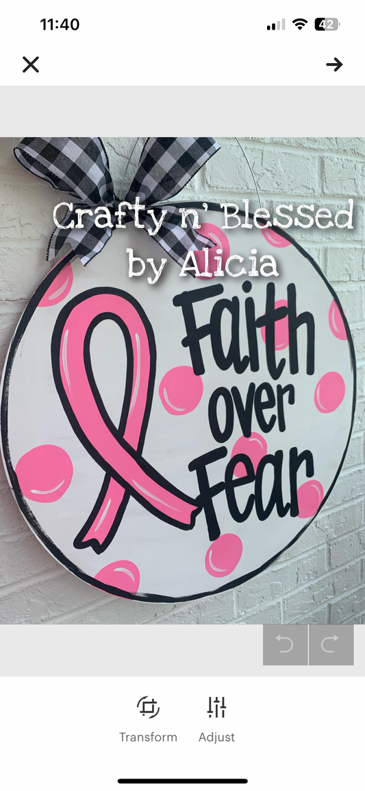Faith Over Fear Custom Door Hanger