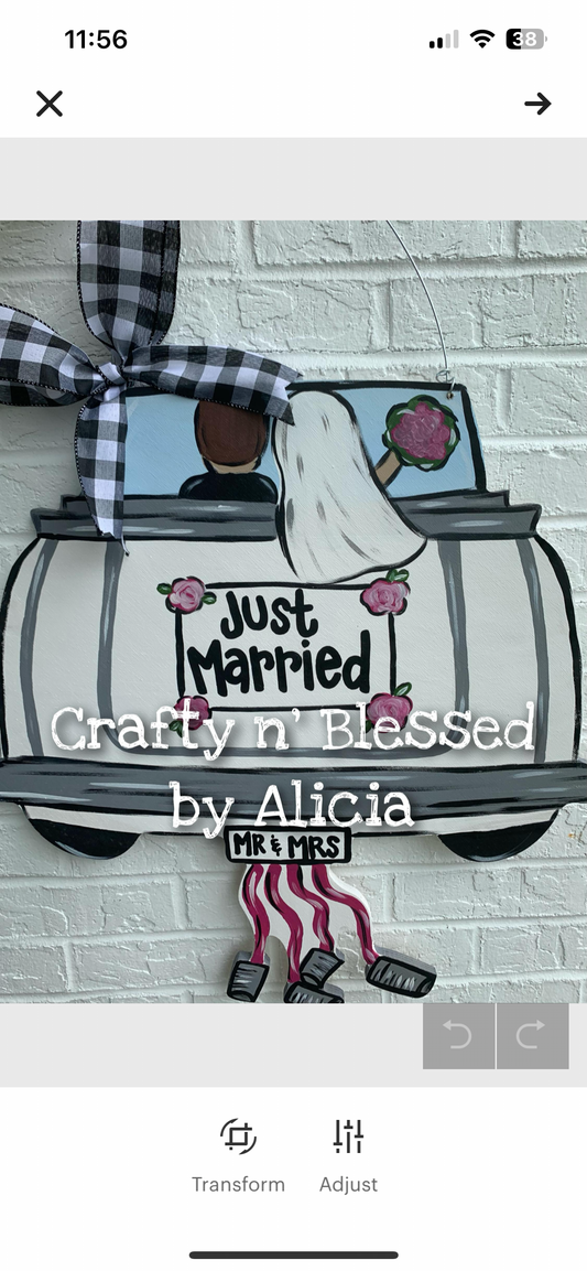 Just Married Custom Door Hanger