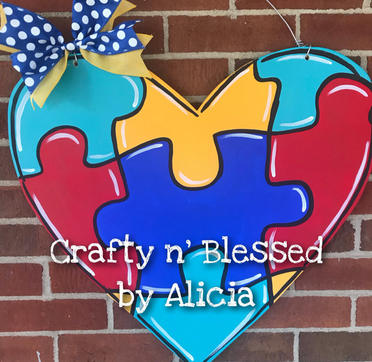 Autism Heart Custom Door Hanger