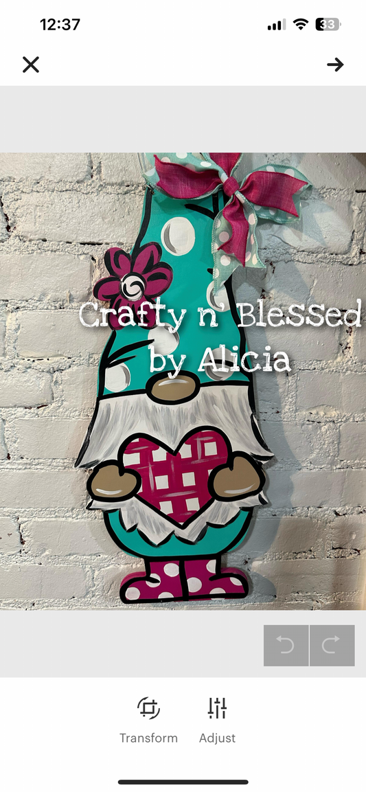 Valentine’s Day Heart Gnome Custom Door Hanger