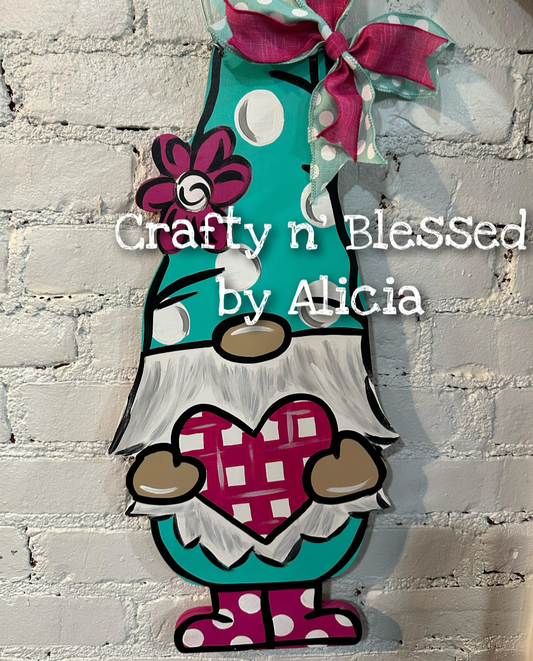 Valentine’s Day Heart Gnome Custom Door Hanger