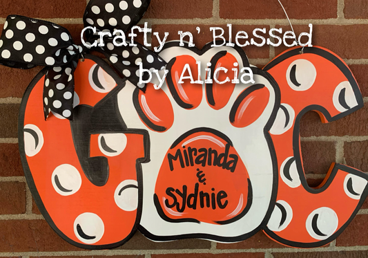 Georgetown College Paw Custom Door Hanger