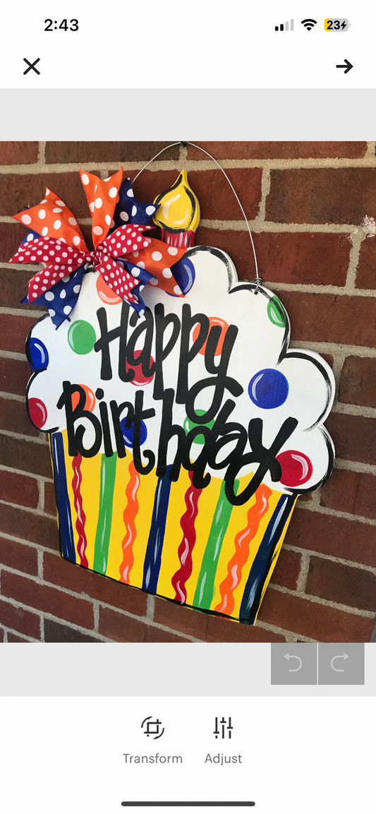 Birthday Cupcake Custom Door Hanger