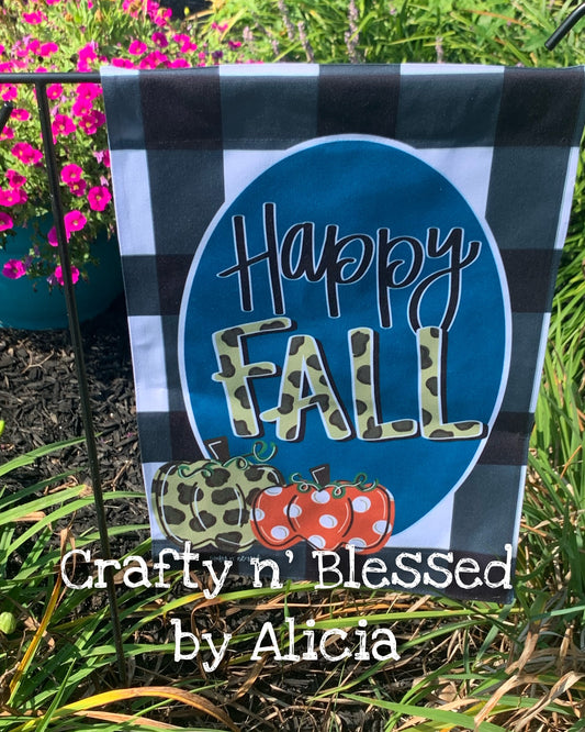 Hello Fall Teal Pumpkins Garden Flag