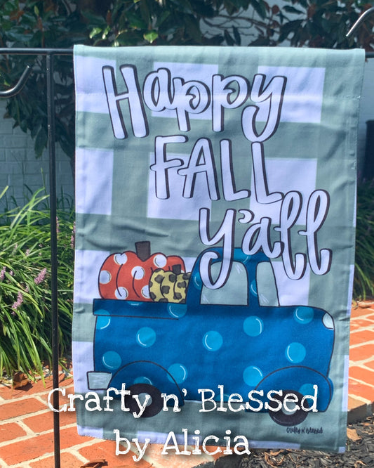 Hello Fall Pumpkin Truck Garden Flag