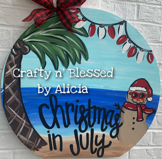 Beach Christmas Custom Door Hanger