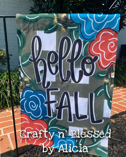 Hello Fall Plaid Garden Flag