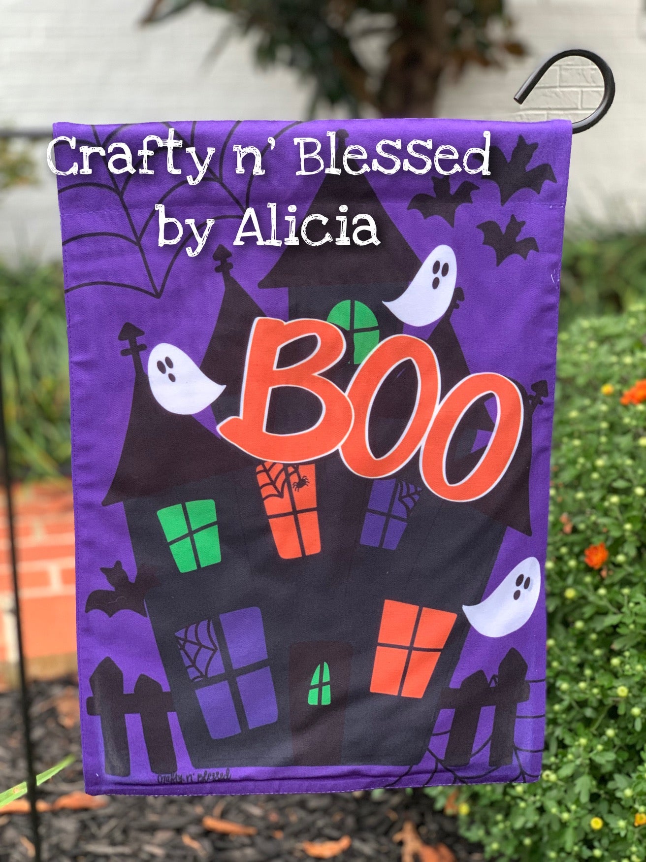 Boo Haunted House Garden Flag