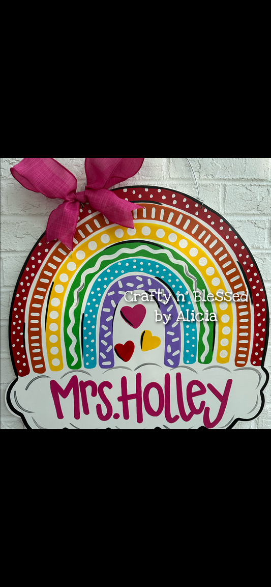 Rainbow Teacher Custom Door Hanger