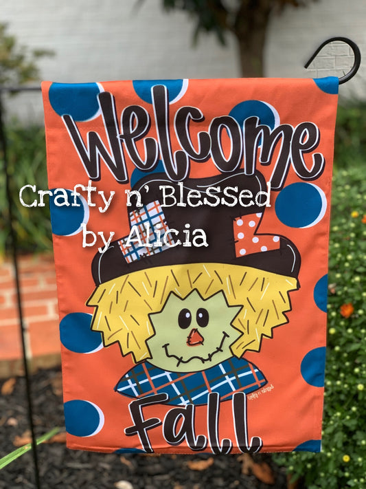 Welcome Fall Scarecrow Garden Flag