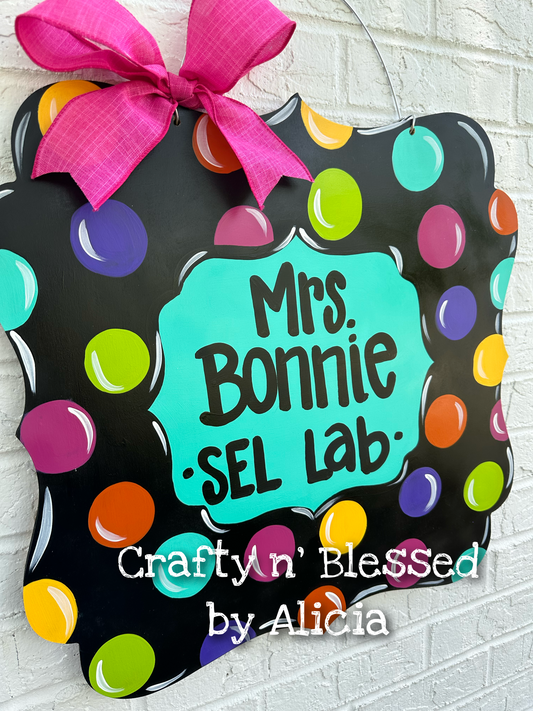 Colorful Polka Dot Teacher Plaque