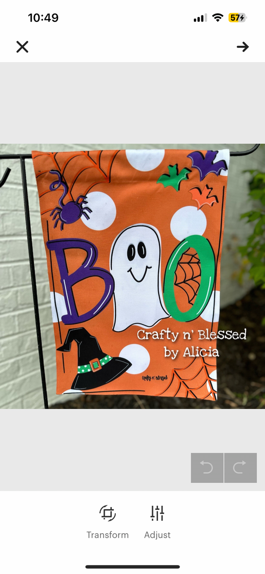 BOO Halloween Green Garden Flag