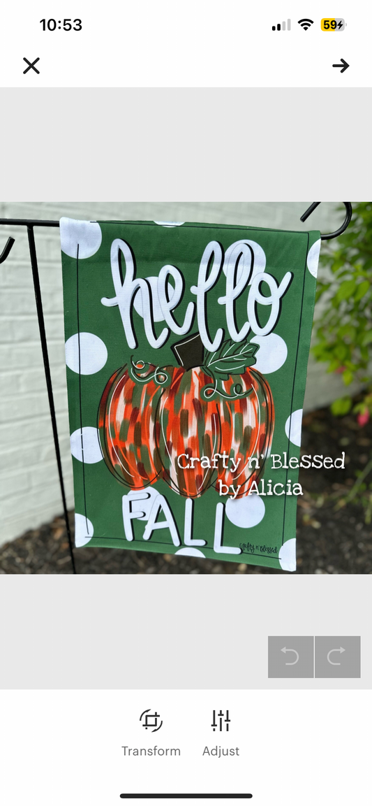 Hello Fall Funky Abstract Garden Flag
