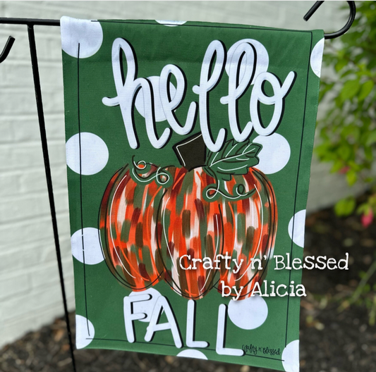 Hello Fall Funky Abstract Garden Flag