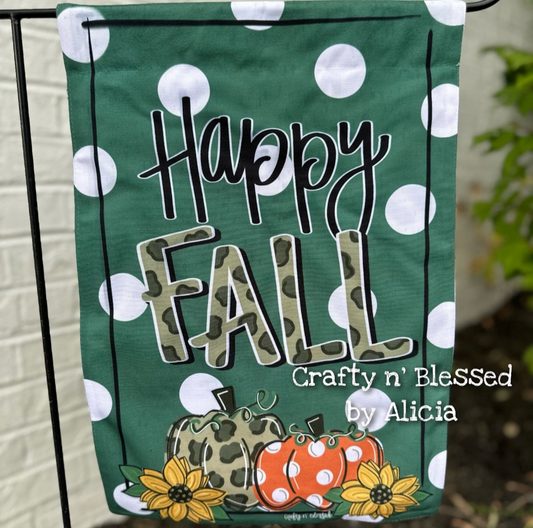 Hello Fall Leopard Marsh Green Garden Flag