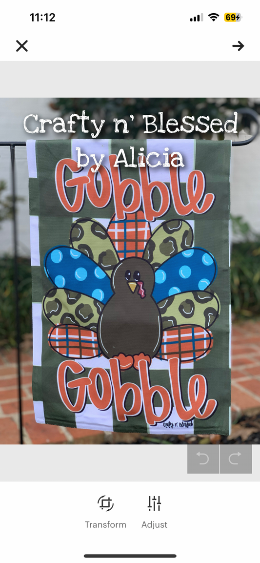 Gobble Gobble Turkey Garden Flag