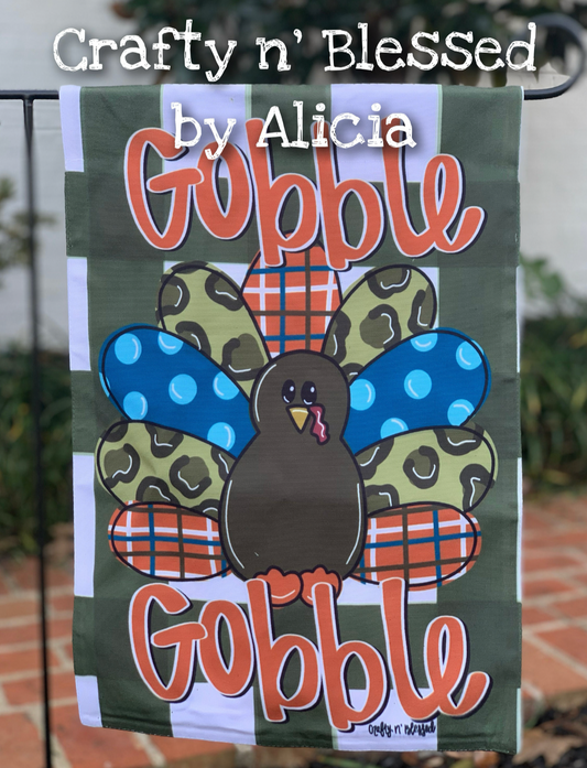 Gobble Gobble Turkey Garden Flag