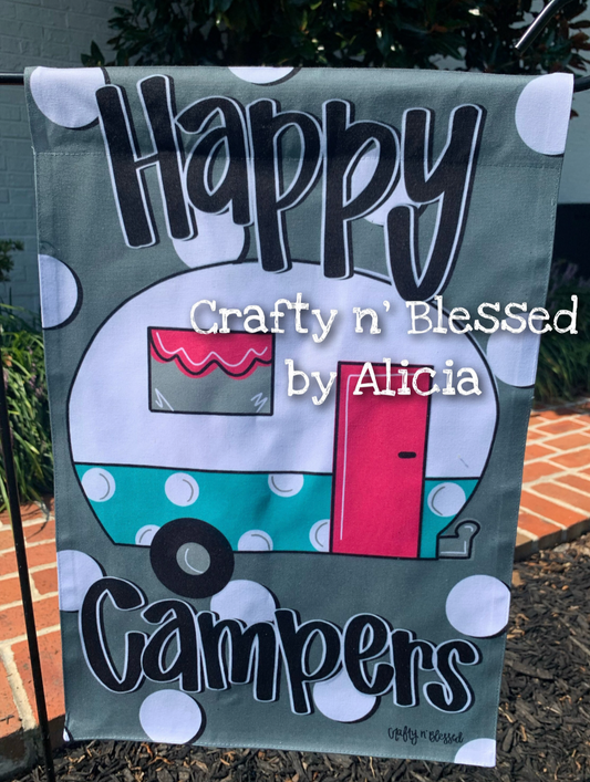 Happy Camper Double Sided Garden Flag