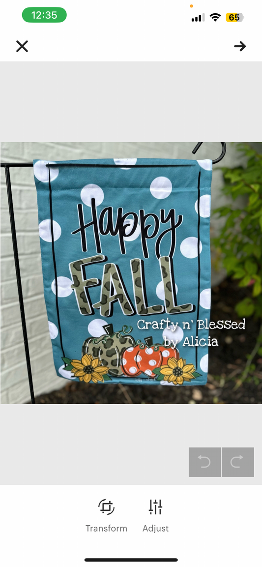 Happy Fall Leopard Blue Garden Flag