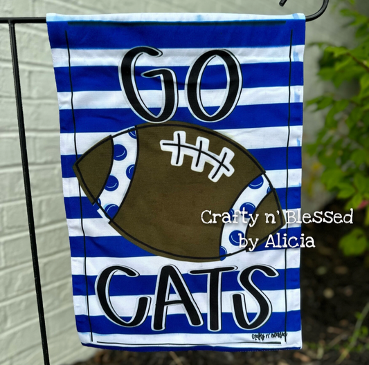 Go Cats Football Striped Garden Flag