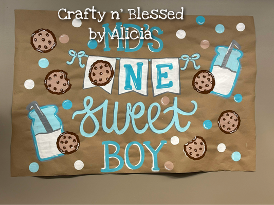 Personalized Custom Hand Painted Cookies Theme Banner Made to Order