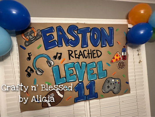 Personalized Custom Hand Painted Gamer Banner Made to Order