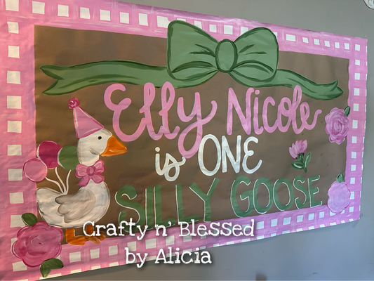 Personalized Custom Hand Painted Birthday Goose Banner Made to Order