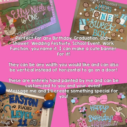 Personalized Custom Hand Painted Birthday Banner Made to Order