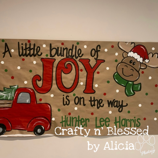 Personalized Custom Hand Painted Baby Shower Banner Made to Order
