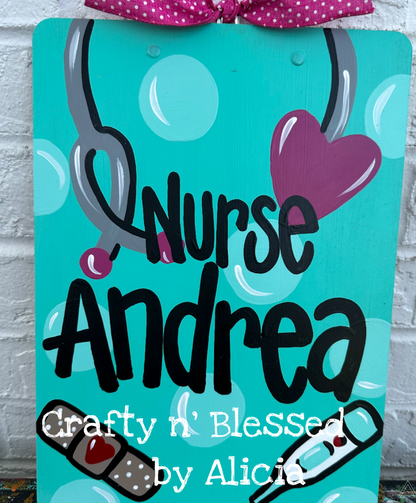 Nursing Personalized Painted Wood Clipboard