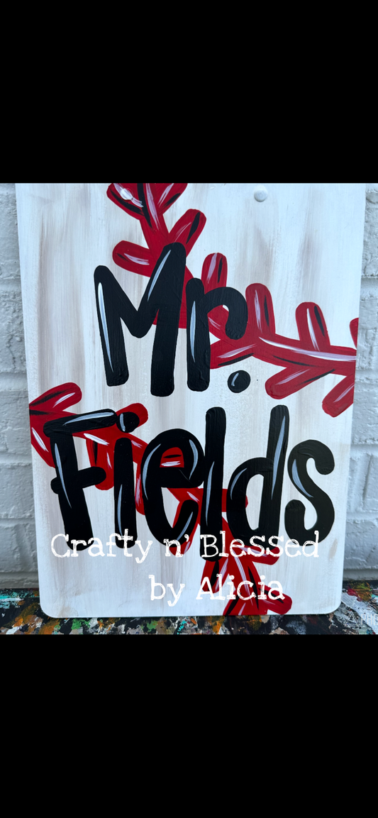 Baseball Themed Personalized Painted Wood Clipboard