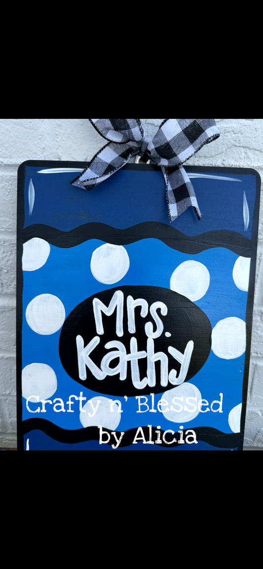 Crayon Themed Personalized Painted Wood Clipboard