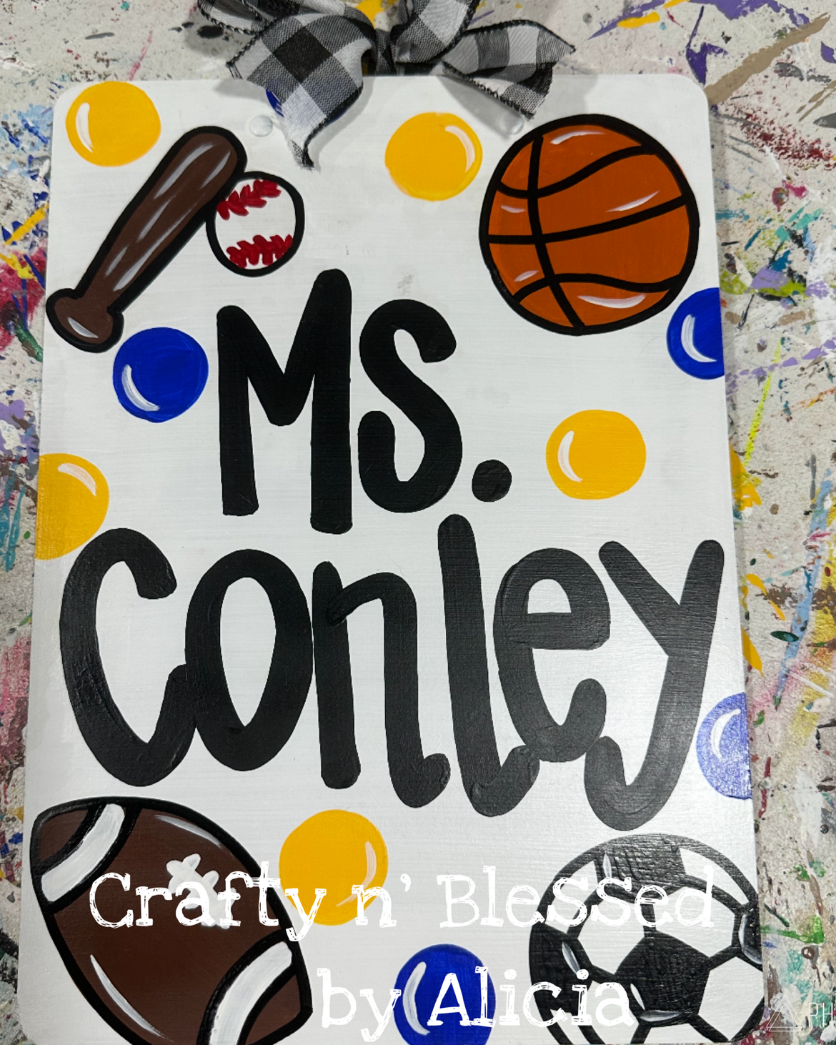 Sports Themed Personalized Painted Wood Clipboard
