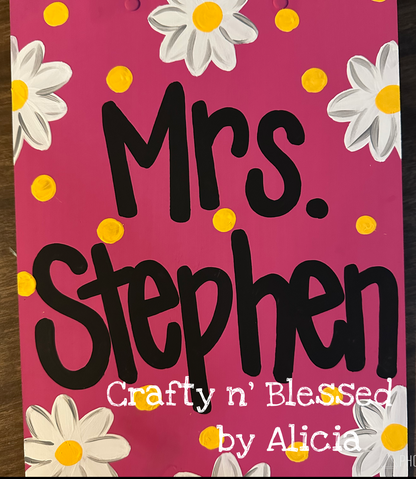 Daisy Themed Personalized Painted Wood Clipboard