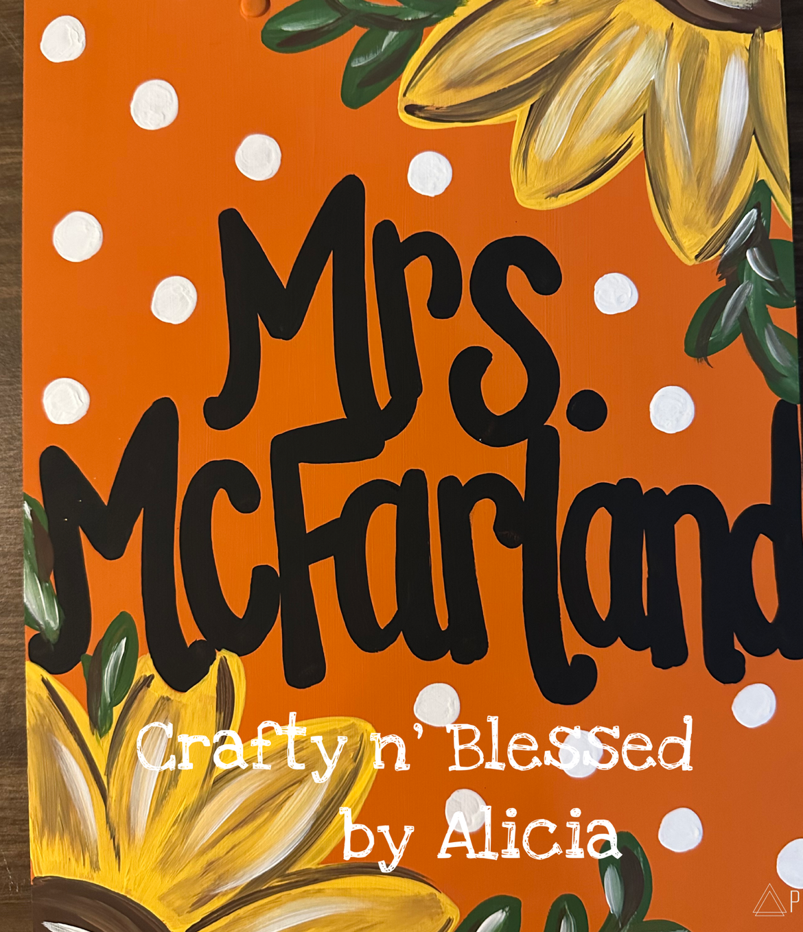Sunflower Themed Personalized Painted Wood Clipboard