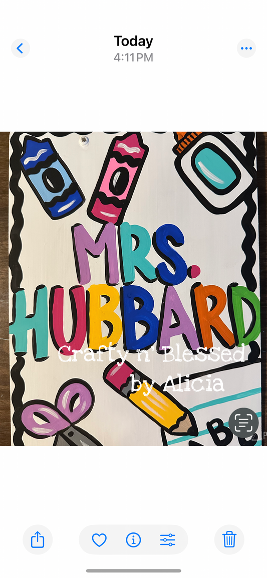 School Supplies Personalized Painted Wood Clipboard