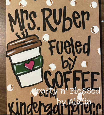 Coffee Themed Personalized Painted Wood Clipboard