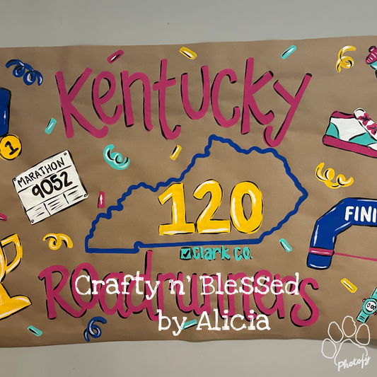 Personalized Custom Hand Painted Kentucky Marathon Banner Made to Order