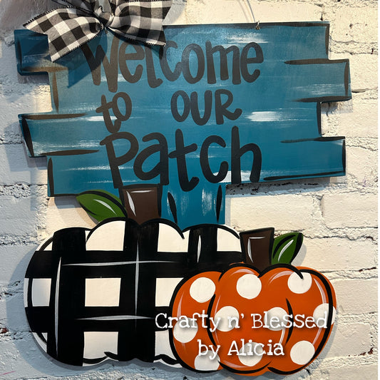 Turquoise Pumpkin Patch Door Hanger