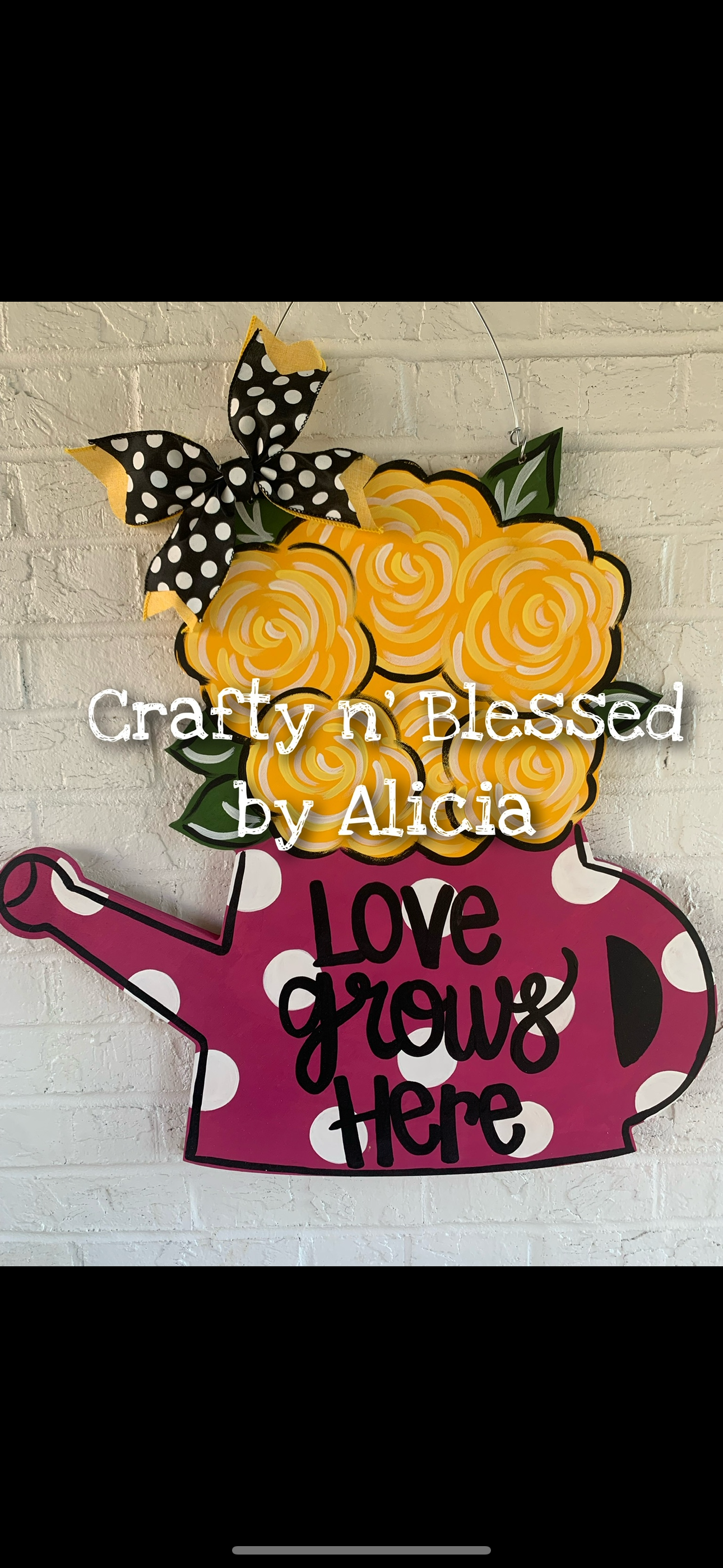 Flower Watering Can Door Hanger