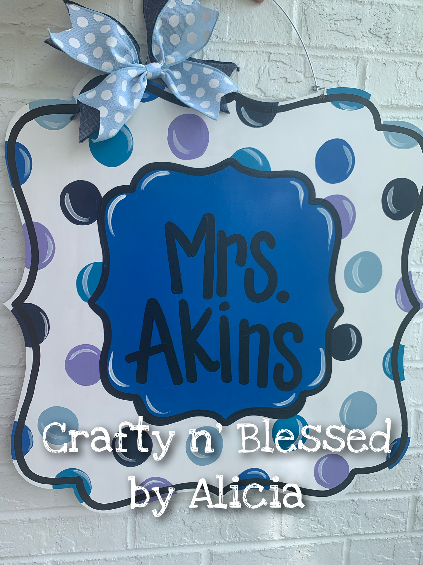 Polka Dot Plaque Teacher Door Hanger