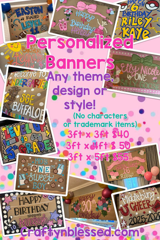 Personalized Custom Hand Painted Birthday Banner Made to Order