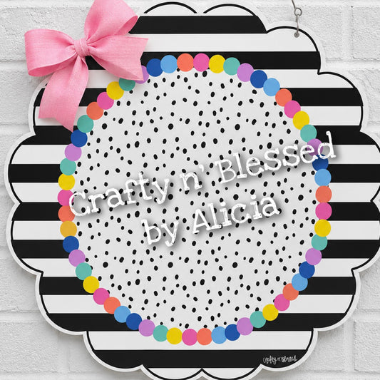 Black and White Scallop Door Hanger