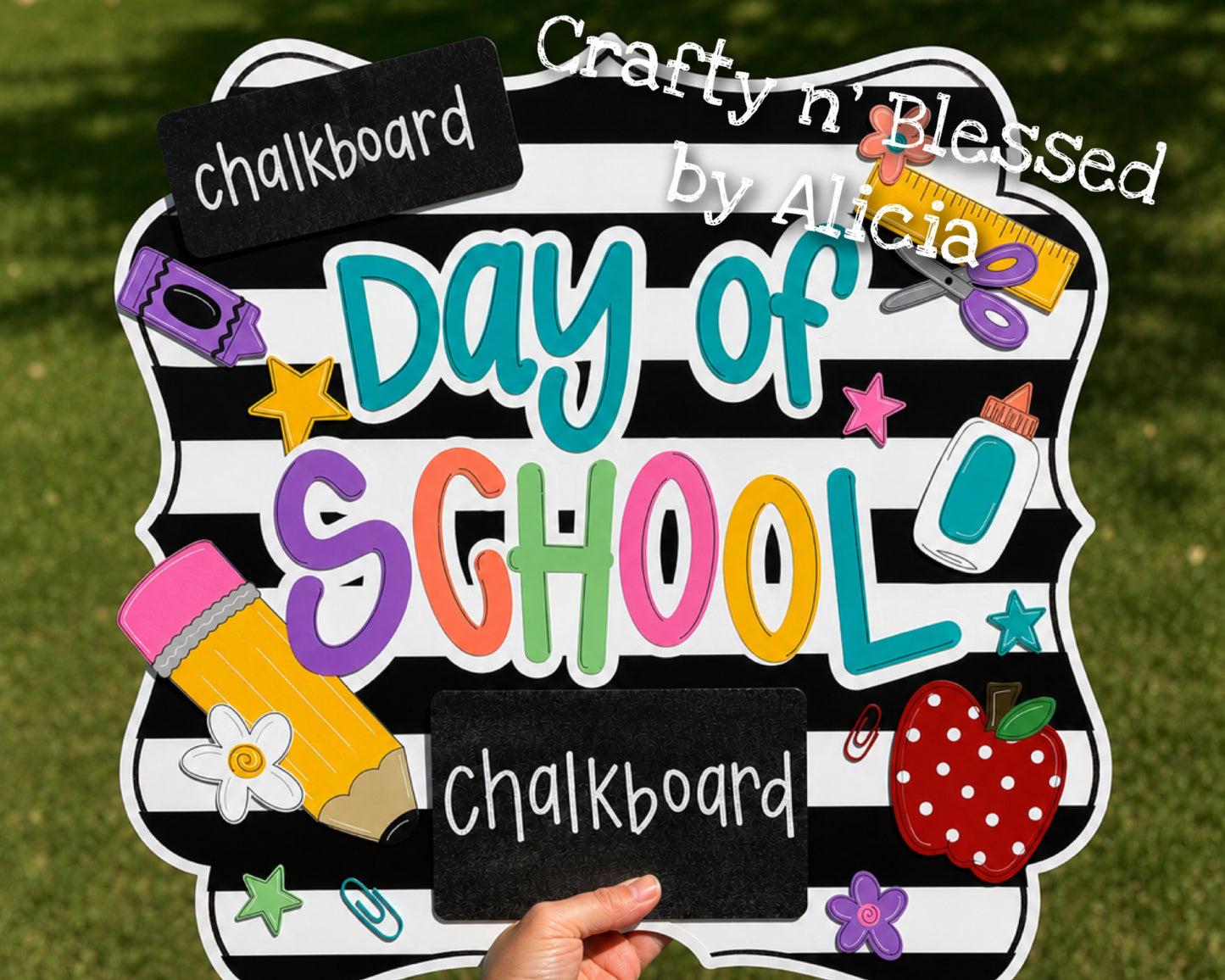 Striped Back to School w/chalkboard sections