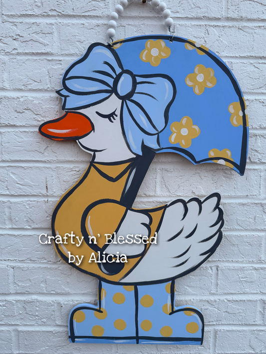 Rainy Day Goose Custom Door Hanger