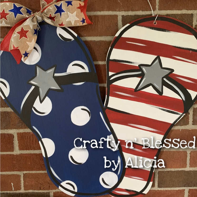 Patriotic Flip Flops Door Hanger