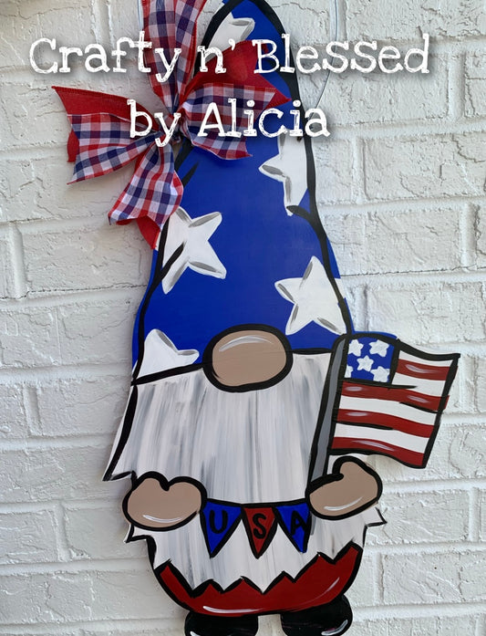 American Flag Gnome Door Hanger