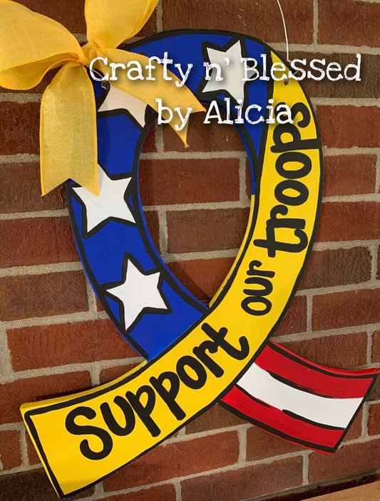 Support Our Troops Ribbon Door Hanger